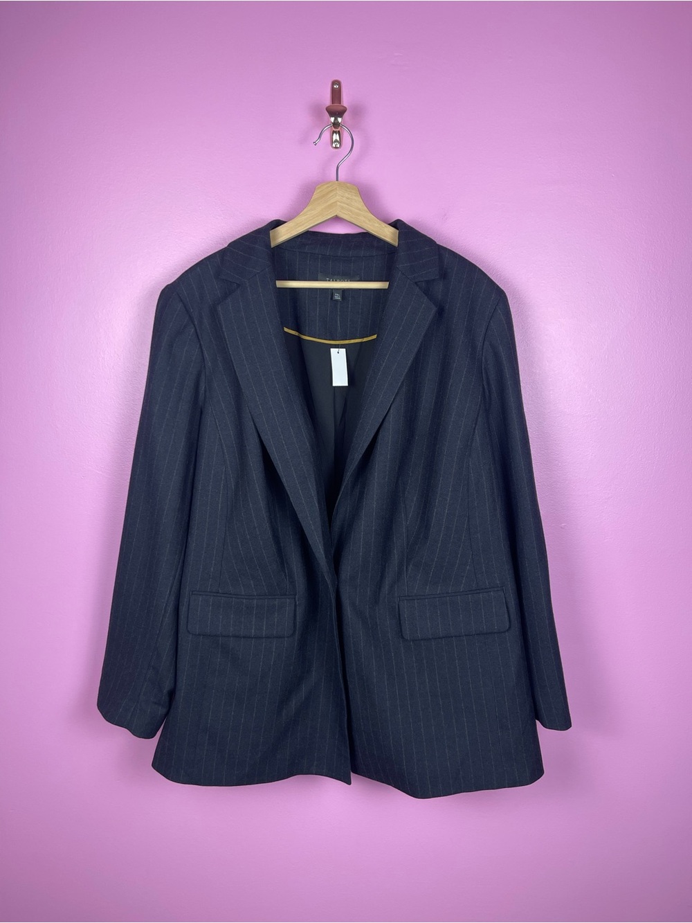 Talbots Luxe Wool Blend Blazer Women's 20W Navy Pinstripe NWT - Picture 4 of 13